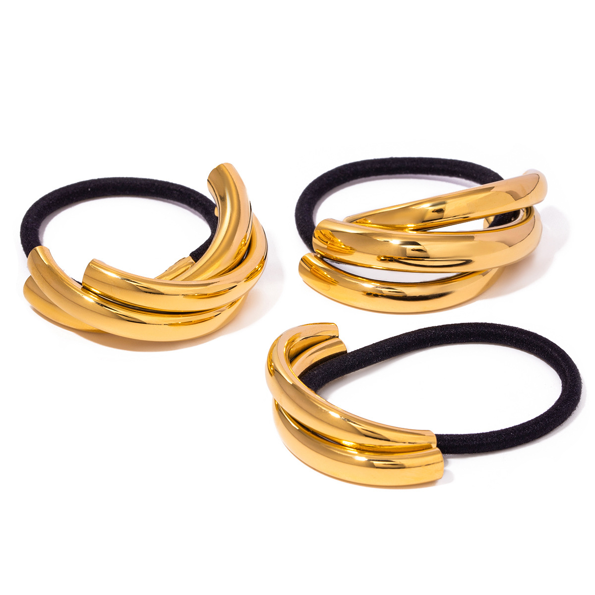 1 Piece Simple Series Simple Solid Color Stainless Steel 18K Gold Plated Women's Hair Bands h5 